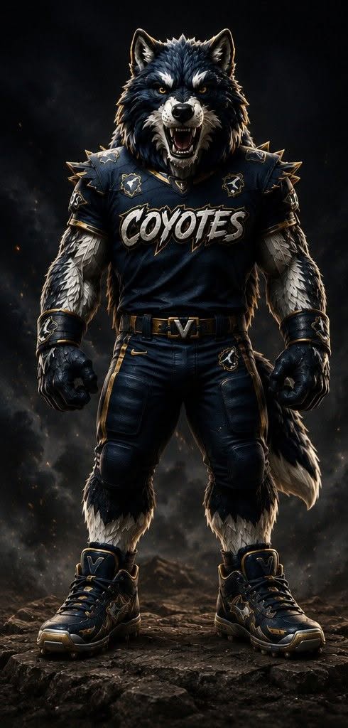 Arizona Coyotes mascot in football uniform