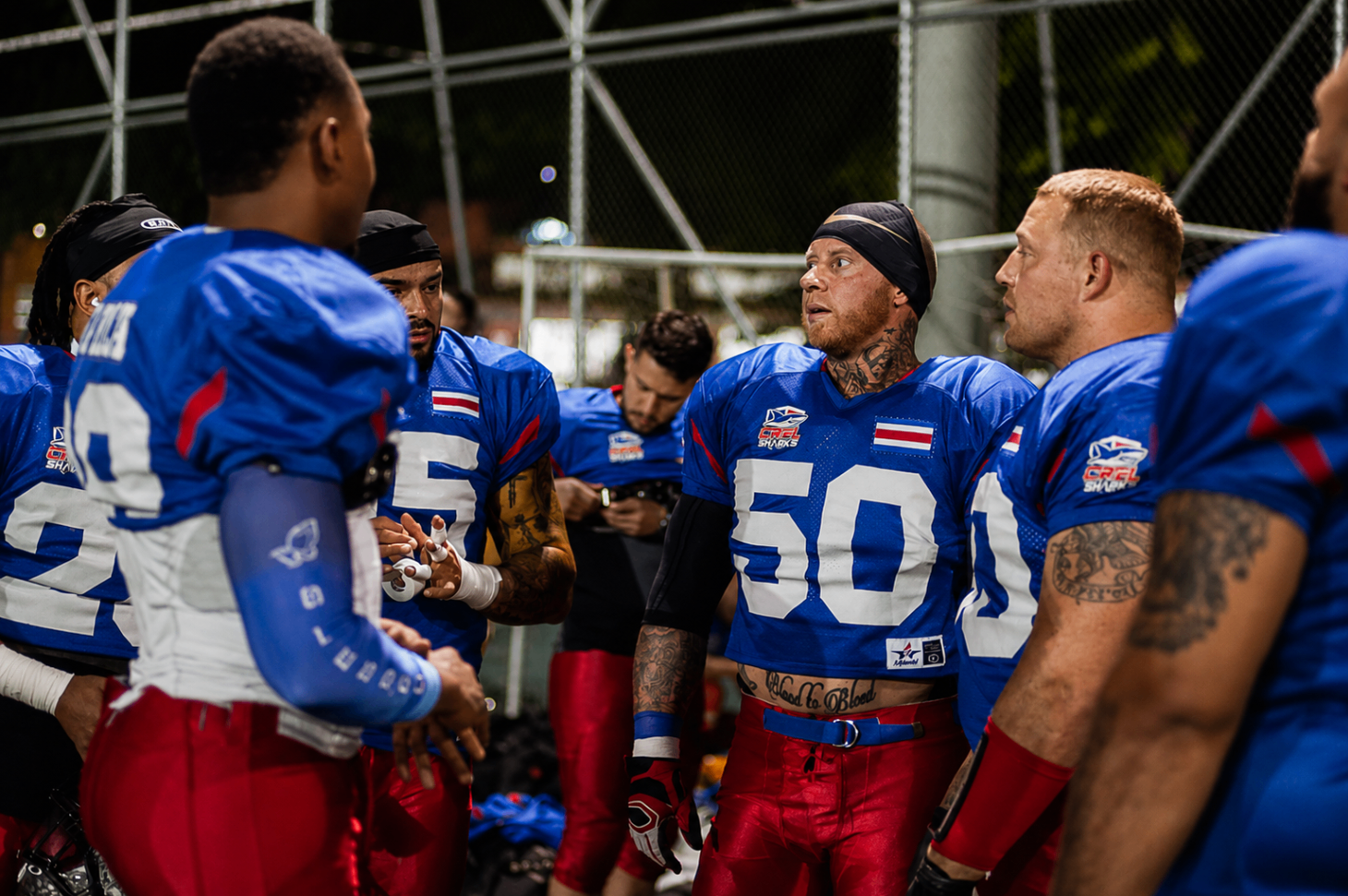 Costa Rica Sharks teammates focused together before the game
