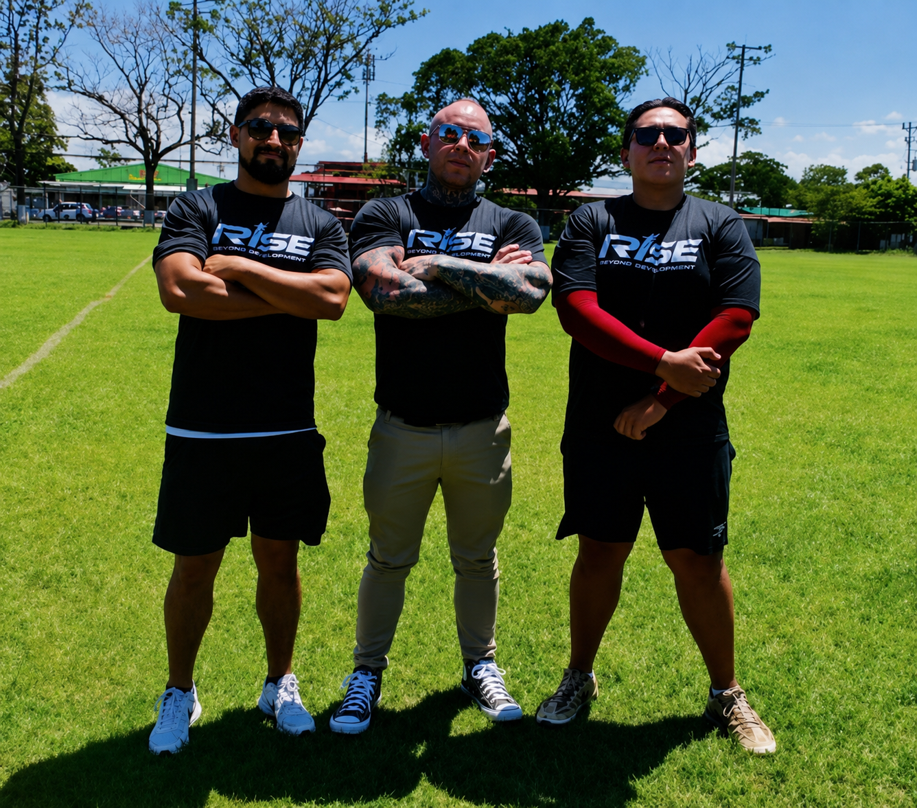 Rise Beyond Development founder and two team members at the Costa Rica field