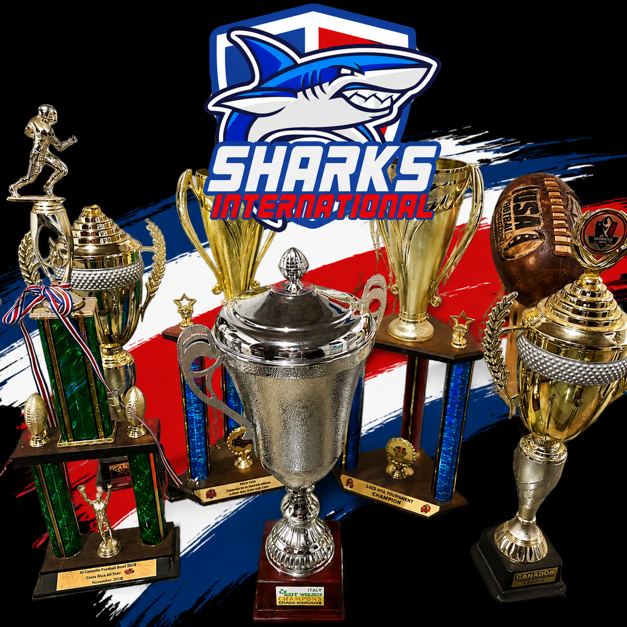 Costa Rica Sharks International championship trophy collection